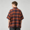 Short Sleeve Plaid Screen Print Shirt | Vintage Crack Print | Daily Street Outfit | OEM Streetwear