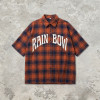 Short Sleeve Plaid Screen Print Shirt | Vintage Crack Print | Daily Street Outfit | OEM Streetwear