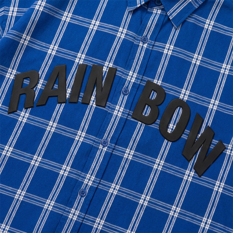 Silicone Print Plaid Short Sleeve Shirt