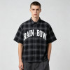 Screen Print Plaid Short Sleeve Shirt | Cotton blend Plaid Fabric | Streetwear Daily Outfit | Streetwear Manufacturer