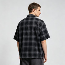 Screen Print Plaid Short Sleeve Shirt | Cotton blend Plaid Fabric | Streetwear Daily Outfit | Streetwear Manufacturer