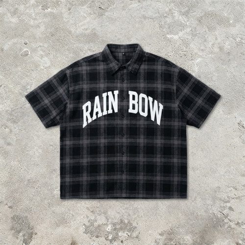 Screen Print Plaid Short Sleeve Shirt | Cotton blend Plaid Fabric | Streetwear Daily Outfit | Streetwear Manufacturer