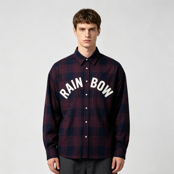 Plaid Shirt With Towel Embroidery | Oversized Fit | Street Daily Wear | Custom Streetwear Manufacturer