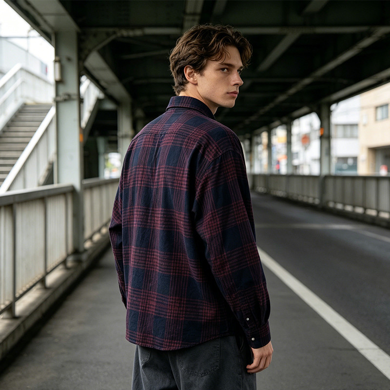 Plaid Shirt With Towel Embroidery