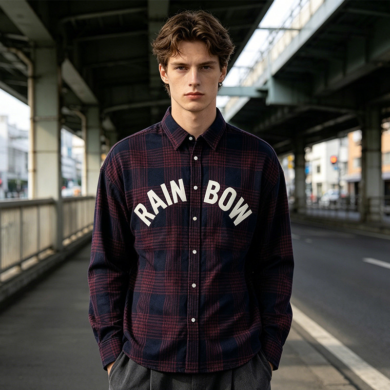 Plaid Shirt With Towel Embroidery