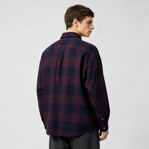 Plaid Shirt With Towel Embroidery | Oversized Fit | Street Daily Wear | Custom Streetwear Manufacturer