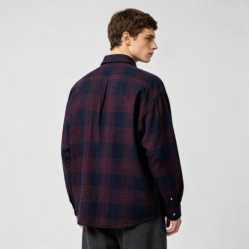 Plaid Shirt With Towel Embroidery | Oversized Fit | Street Daily Wear | Custom Streetwear Manufacturer