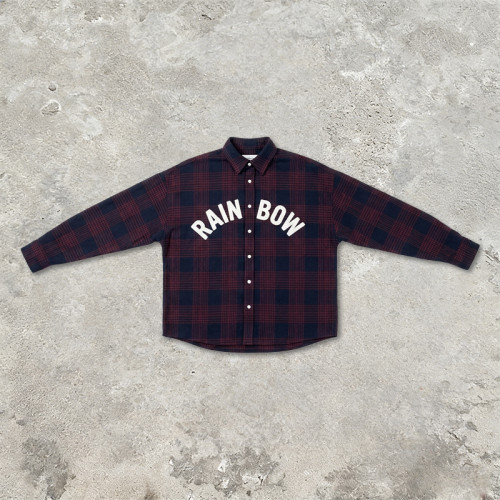Plaid Shirt With Towel Embroidery | Oversized Fit | Street Daily Wear | Custom Streetwear Manufacturer