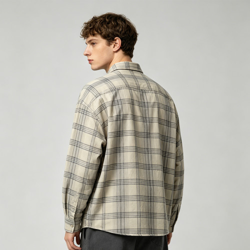 Long Sleeve Plaid with Reflective Print Shirt | Reflective Night Visible | Street Daily Outfit | Clothing Manufacturer