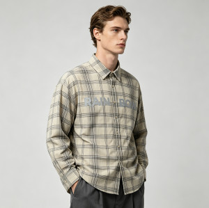 Long Sleeve Plaid with Reflective Print Shirt | Reflective Night Visible | Street Daily Outfit | Clothing Manufacturer