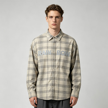 Long Sleeve Plaid with Reflective Print Shirt | Reflective Night Visible | Street Daily Outfit | Clothing Manufacturer