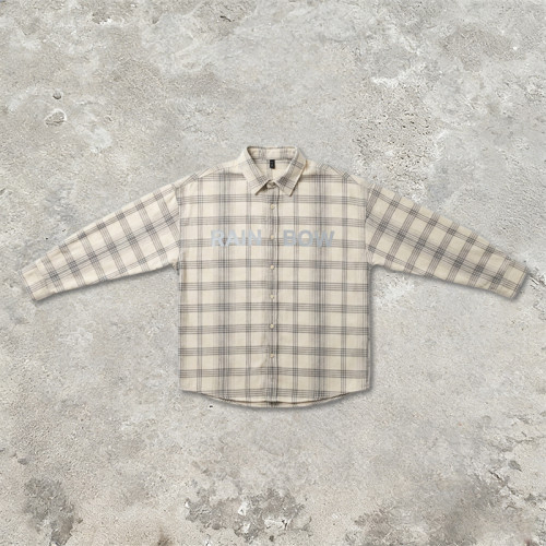Long Sleeve Plaid with Reflective Print Shirt | Reflective Night Visible | Street Daily Outfit | Clothing Manufacturer
