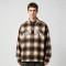 Silicone Print Long Sleeve Plaid Shirt | Oversized Fit | Cotton Blend Plaid Button Up Top | OEM Streetwear