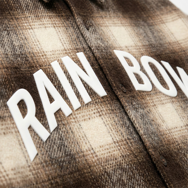 Silicone Print Long Sleeve Plaid Shirt