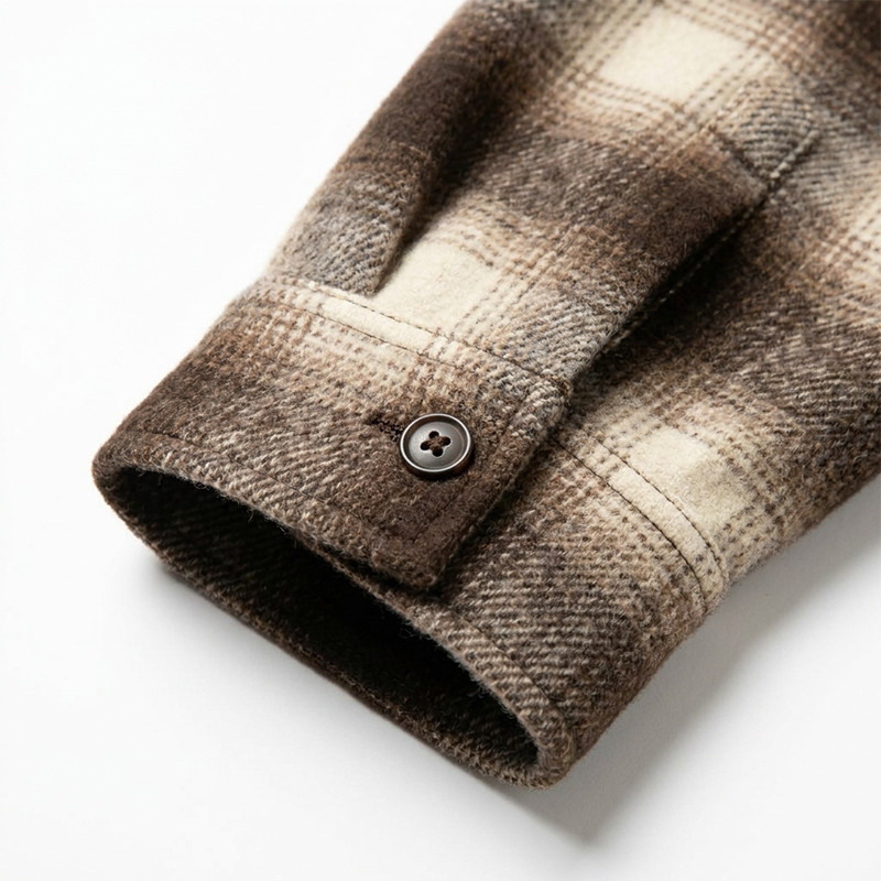 Silicone Print Long Sleeve Plaid Shirt