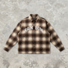 Silicone Print Long Sleeve Plaid Shirt | Oversized Fit | Cotton Blend Plaid Button Up Top | OEM Streetwear