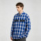 Leather Applique Long Sleeve Plaid Shirt | Oversized Fit | Light Woven Cotton Plaid Fabric | Custom Streetwear