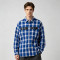 Leather Applique Long Sleeve Plaid Shirt | Oversized Fit | Light Woven Cotton Plaid Fabric | Custom Streetwear