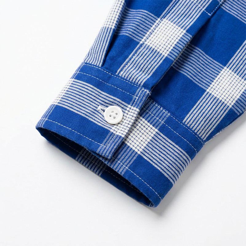 Leather Applique Long Sleeve Plaid Shirt