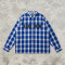 Leather Applique Long Sleeve Plaid Shirt | Oversized Fit | Light Woven Cotton Plaid Fabric | Custom Streetwear