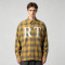 Long Sleeve Yellow Grey Plaid Cracked Screen Print Shirt | Vintage Crack Effect | Custom Streetwear