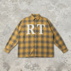 Long Sleeve Yellow Grey Plaid Cracked Screen Print Shirt | Vintage Crack Effect | Custom Streetwear