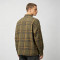 Long Sleeve Army Green Plaid Silicone Print Shirt | Raised 3D Letter | Street Casual Daily Wear | Clothing Manufacturer