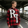 Applique Embroidery Long Sleeve Plaid Shirt | Loose Oversized Fit | 100% Cotton | OEM Streetwear