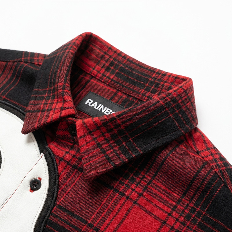 Applique Embroidery Long Sleeve Plaid Shirt