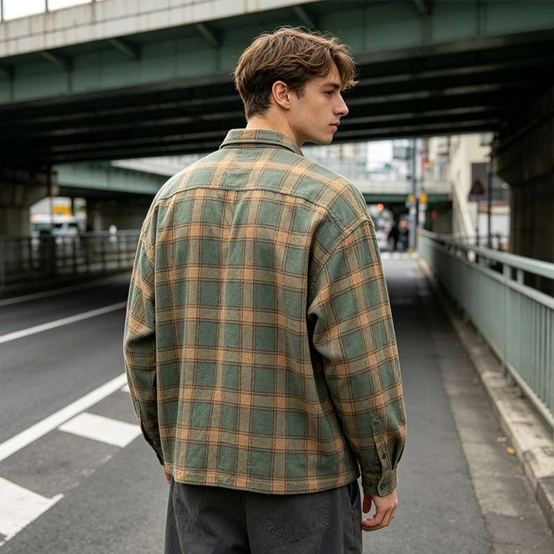 Plaid Applique Shirt With Towel Embroidery