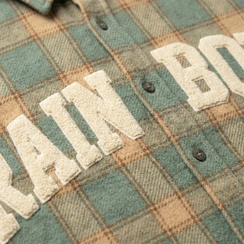 Plaid Applique Shirt With Towel Embroidery
