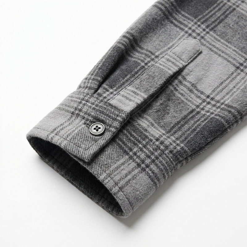 Grey Plaid Shirt With Leather Applique