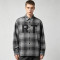 Grey Plaid Shirt With Leather Applique | 100% Cotton | Hip Hop Street Daily Wear | Clothing Manufacturer