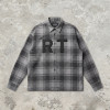 Grey Plaid Shirt With Leather Applique | 100% Cotton | Hip Hop Street Daily Wear | Clothing Manufacturer