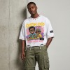 DTG Print Rivet Frayed Raw Edge Embroidery Patch T-shirt | Distressed Eyelet Detail | 100% Cotton Loose Fit | Custom Streetwear