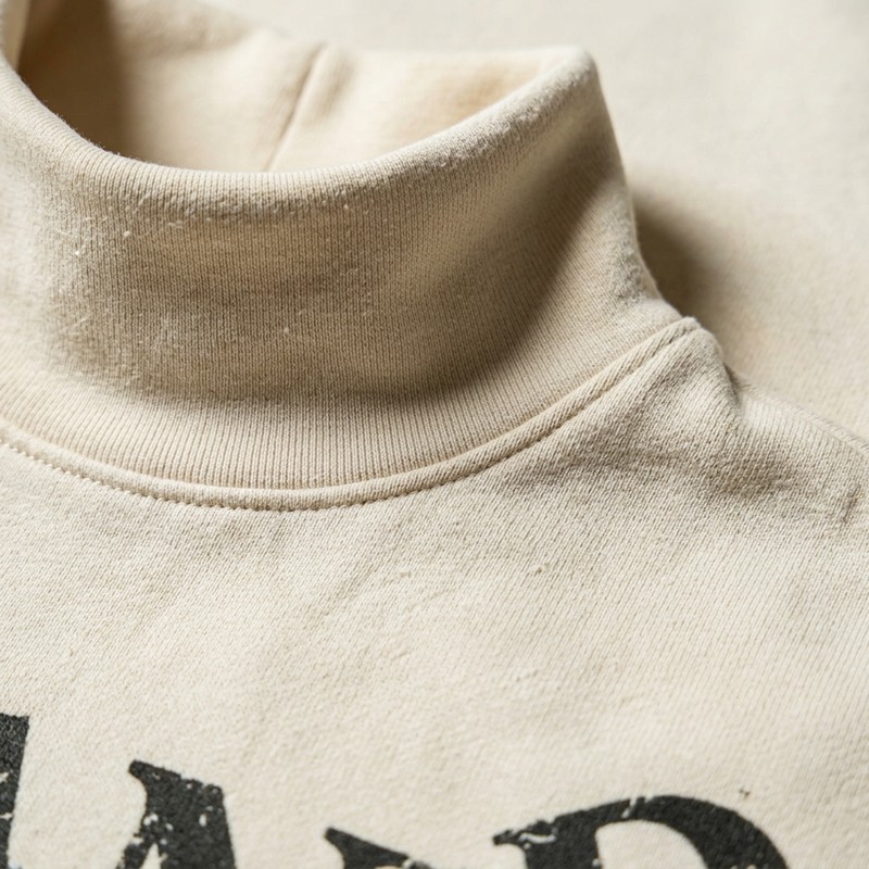 Cropped Mock Neck DTG Print and Washed T Shirt