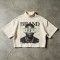 DTG Print Mock Neck Cropped Short Sleeve Tee | Suede Fabric Oversize Fit | Clothing Manufacturer