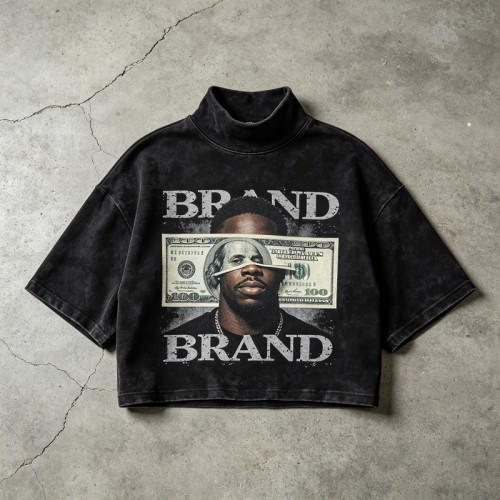 Washed DTG Print Embroidery Patch Beading Short Sleeve Tee | Heavyweight cotton | Gothic Religious Street Wear | OEM Streetwear