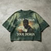 Washed DTG Print Tie Dye Crop Tee | 100% Cotton Oversized Cropped Fit | Street Daily Wear | OEM Streetwear