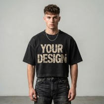 Washed Crack DTG Print Cropped Distressed Tee | Hip Hop Street Casual Wear | Streetwear Clothing Manufacturer