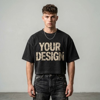 Washed Crack DTG Print Cropped Distressed Tee | Hip Hop Street Casual Wear | Streetwear Clothing Manufacturer