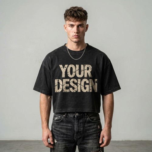 Washed Crack DTG Print Cropped Distressed Tee | Hip Hop Street Casual Wear | Streetwear Clothing Manufacturer