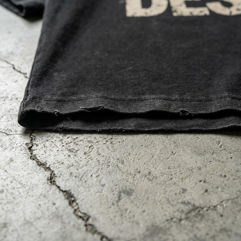 Washed Crack DTG Print Cropped Distressed Tee