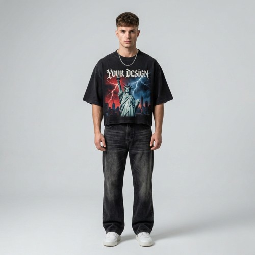 Washed DTG Print Distressed Oversized Tee | 100% Cotton Oversized Fit | Custom Streetwear Manufacturer
