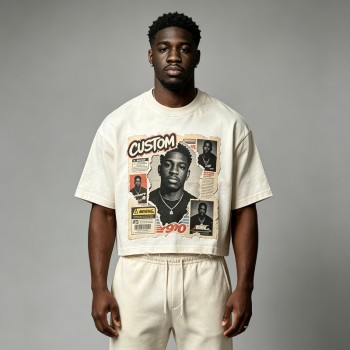DTG Print Washed Oversize Drop Shoulder Cropped Tee | Vintage Frayed Raw Edge | Streetwear Manufacturer