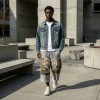DTG Landscape Print Pearl Heart Bead Capri pants | Frayed Raw Hem | Custom Streetwear Manufacturer