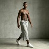 Pearl Bead Embellished Wavy Hem Cropped Capri pants | Elastic Drawstring Waist | Custom Streetwear