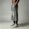 Acid Washed Skull Embroidery Pearl Bead Capri pants | French Terry Drawstring Waist | Streetwear Manufacturer