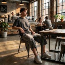 Acid Washed Skull Embroidery Pearl Bead Capri pants | French Terry Drawstring Waist | Streetwear Manufacturer