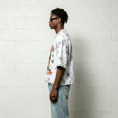 Custom Men's Oversized Boxy Spray Dye Rivet DTG T-Shirt